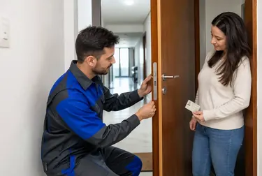 Chaveiro utilizando ferramentas para abrir uma porta em Santana de Parnaíba.